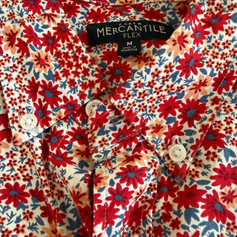 J.Crew Mercantile Flex Men’s Red Floral Button-Up Short Sleeve Shirt
